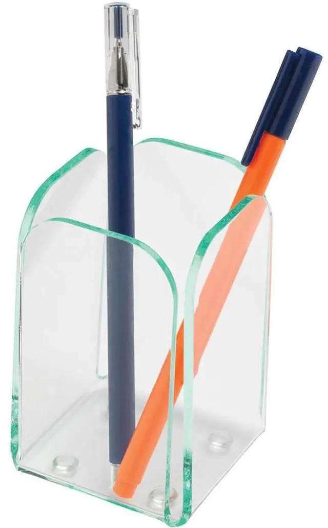 Alt view image 4 of 7 - Lorell Transparent Pencil Cup 2-3/4"x2-3/4"x4-3/4" CL/Green 80656