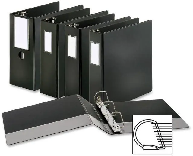 Alt view image 3 of 6 - Business Source D-Ring Binder w/Label Holder Hvy-Dty 5" Black 33121
