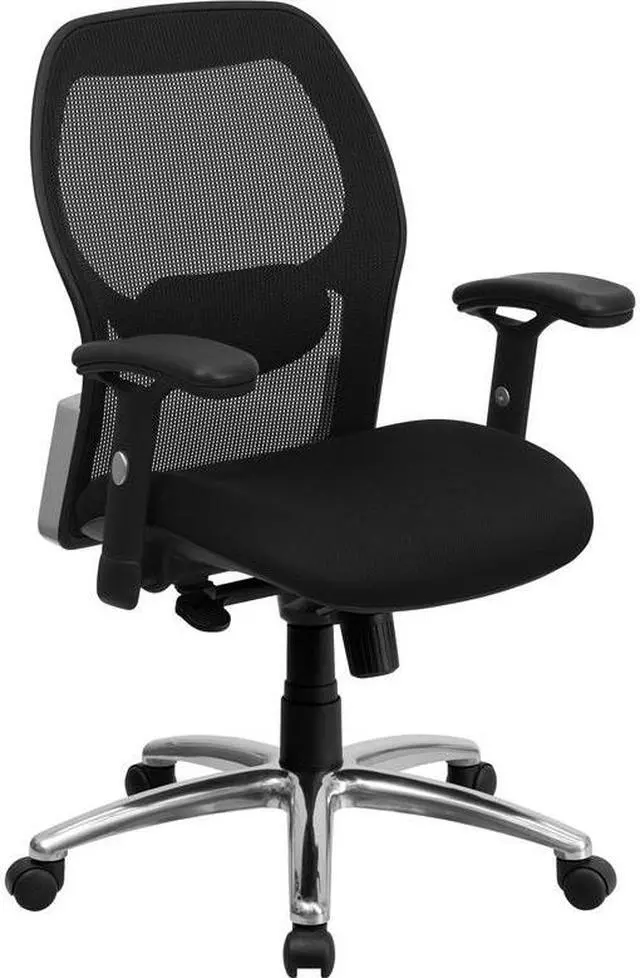 Alt view image 14 of 20 - Mid-Back Black Super Mesh Executive Swivel Chair with Knee Tilt Control and Adjustable Arms