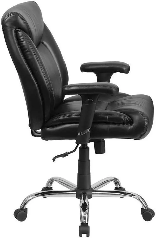 Alt view image 8 of 20 - HERCULES Series Big & Tall 400 lb. Rated Black LeatherSoft Deep Tufted Ergonomic Task Office Chair with Adjustable Arms
