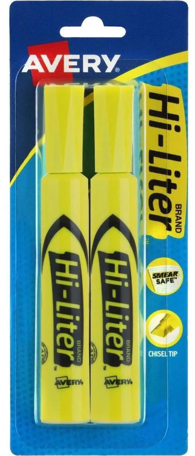 Alt view image 6 of 13 - Avery Highlighter Chisel Point 2/CD Fluorescent Yellow 24081
