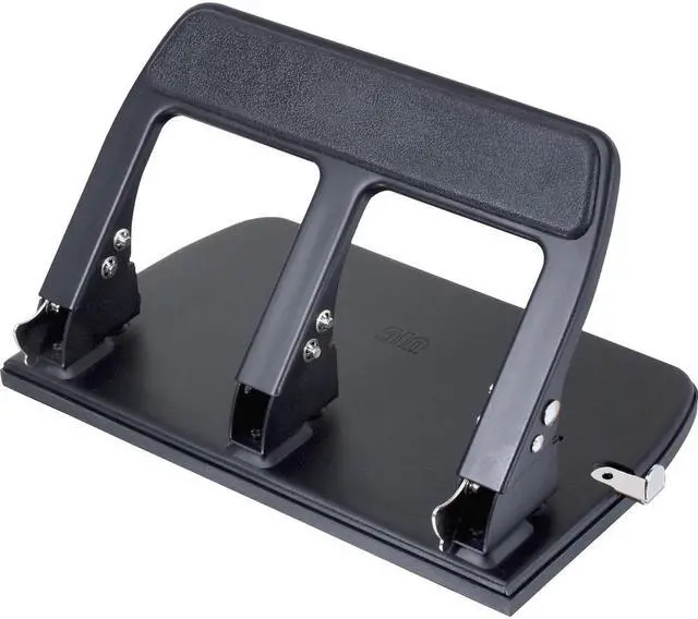 Alt view image 9 of 20 - Officemate Heavy-Duty Punch 3HP 9/32" Holes 40 Sht Cap. Metal Black 90089