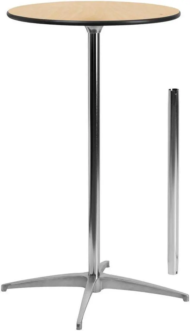 Alt view image 10 of 20 - 24'' Round Wood Cocktail Table with 30'' and 42'' Columns