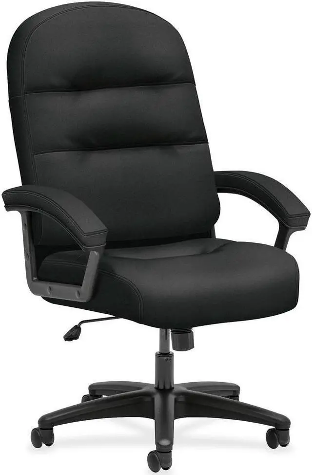 Alt view image 5 of 6 - HON Pillow-Soft High-Back Chair - Fabric Black, Plush, Memory Foam Seat - Fiber Black, Fabric Back - 26.3" Width x 29.8"