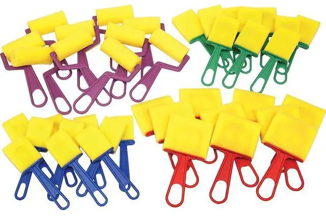 Alt view image 5 of 7 - ChenilleKraft Foam Brushes/Rollers Classroom Pack - 40 Brush(es) - Plastic Handle - Assorted
