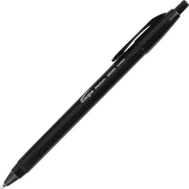 Alt view image 3 of 7 - Integra Ballpoint Pens Retractable Medium Point Black Barrel/Ink 38089