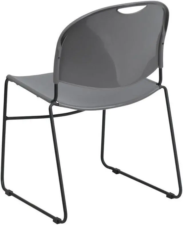 Alt view image 7 of 20 - HERCULES Series 880 lb. Capacity Gray Ultra-Compact Stack Chair with Black Powder Coated Frame