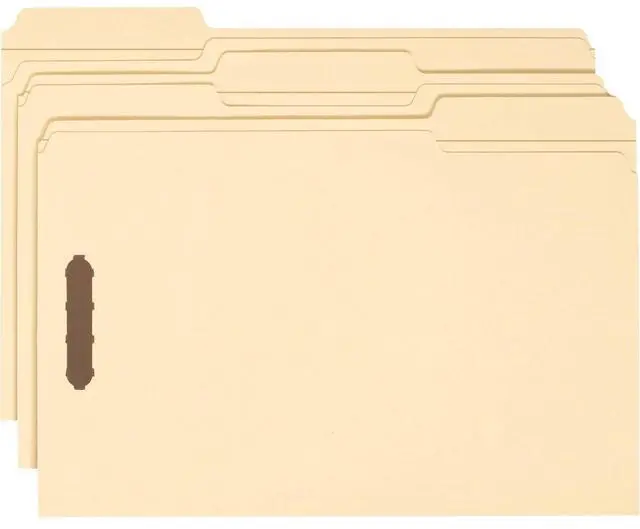 Alt view image 8 of 20 - Smead 1/3 Tab Cut Legal Recycled Fastener Folder - 8 1/2" x 14" - 2 x 2K Fastener(s) - Top Tab Location - Assorted Position Tab Position - Manila - Manila - 10% - 50 / Box
