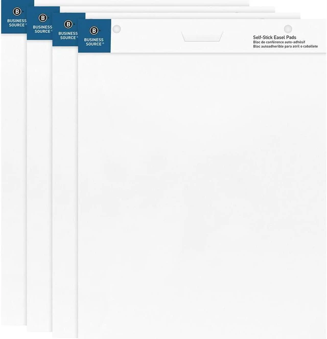 Alt view image 5 of 9 - Business Source Self-Stick Easel Pads 25"x30" 30 Shts/Pad 4/PK White 38592