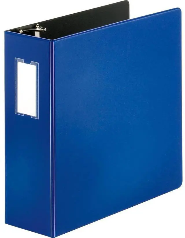 Alt view image 3 of 5 - Business Source D-Ring Binder w/Label Holder Hvy-Dty 4" Blue 33119