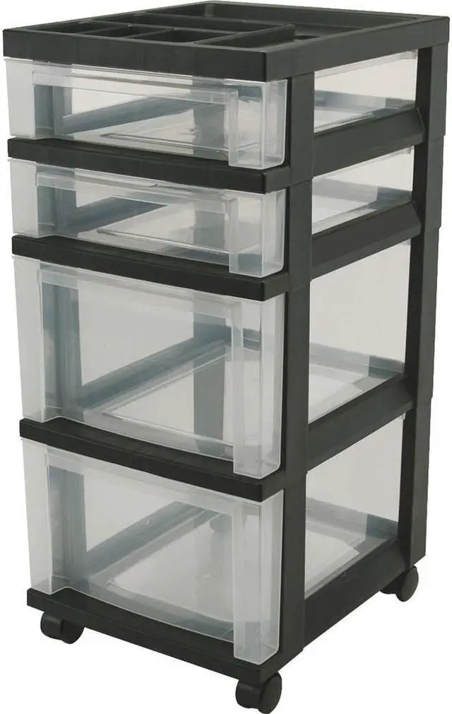 Alt view image 4 of 9 - Iris IRS116827 Mini Chests- 4-Drawer- 12-.06in.x14-.25in.x26-.44in.- Black