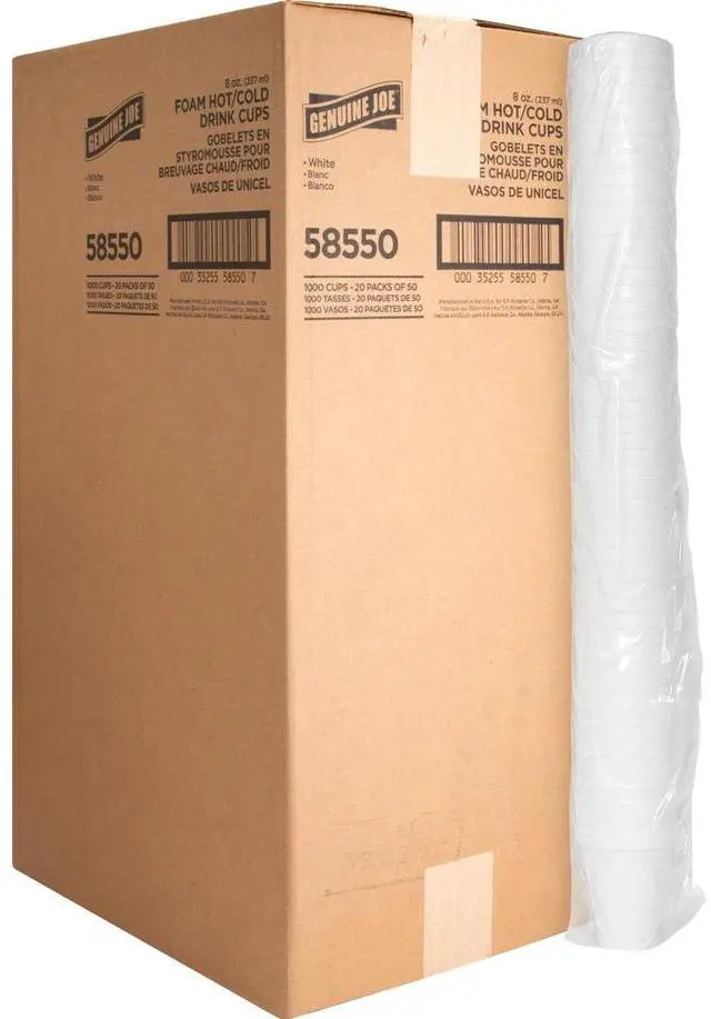 Alt view image 10 of 14 - Foam Cups 8 oz. 1000/CT White