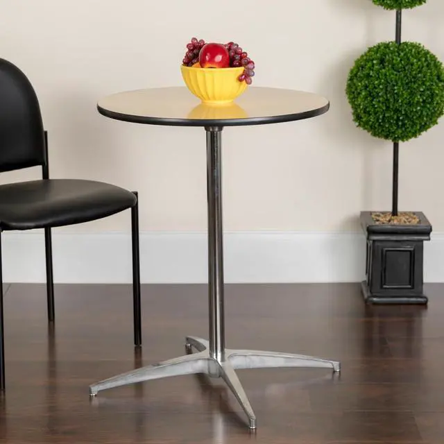 Alt view image 9 of 20 - 24'' Round Wood Cocktail Table with 30'' and 42'' Columns