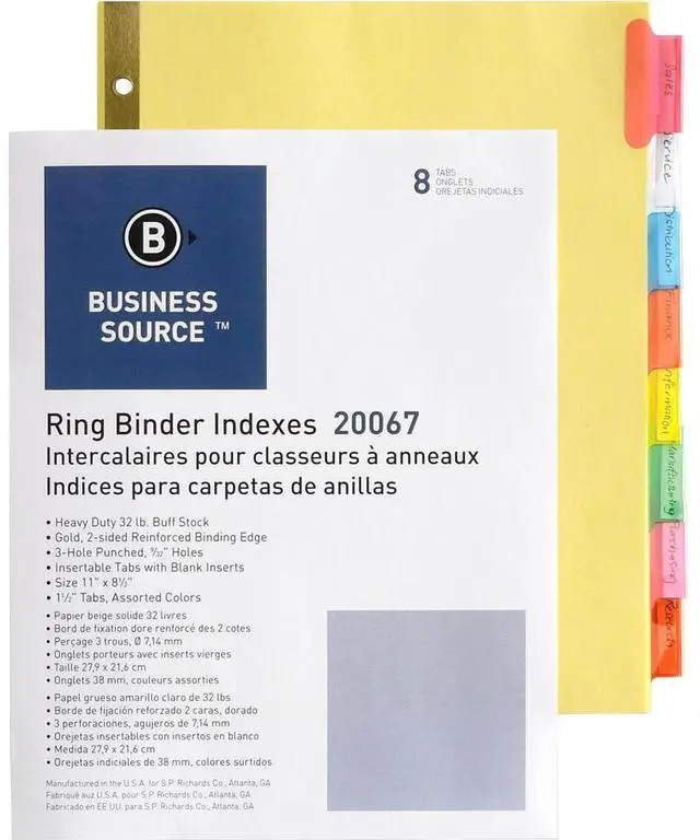 Alt view image 6 of 7 - Insertable Tab Indexes 8 Tab 11"x8-1/2" Buff Paper/Multi