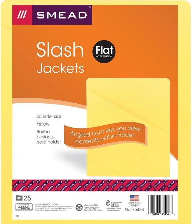 Alt view image 6 of 20 - Smead Slash Jacket 9-3/4"x11-1/2" 25/PK 11 Pt Yellow 75434