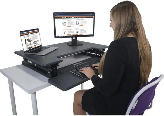 Alt view image 20 of 20 - VICTOR TECH DCX760G Standing Desk, 36, Gray