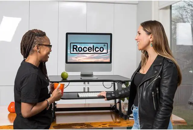 Alt view image 3 of 6 - Rocelco Height Adjustable Standing Desk Riser with Medium Anti-Fatigue Mat