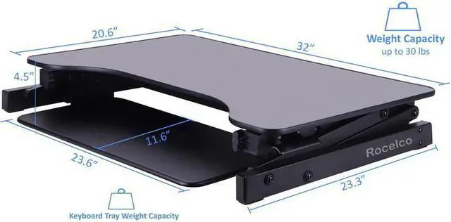 Alt view image 5 of 6 - Rocelco Height Adjustable Standing Desk Riser with Medium Anti-Fatigue Mat