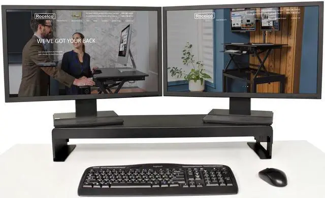 Alt view image 4 of 20 - Rocelco 30" Premium Dual Monitor Stand with AC Power Supply & USB 2.0 Charging