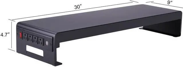 Alt view image 6 of 20 - Rocelco 30" Premium Dual Monitor Stand with AC Power Supply & USB 2.0 Charging