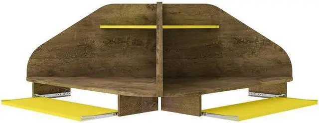 Main image of Bradley Corner Desk with Keyboard Shelf in Rustic Brown and Yellow