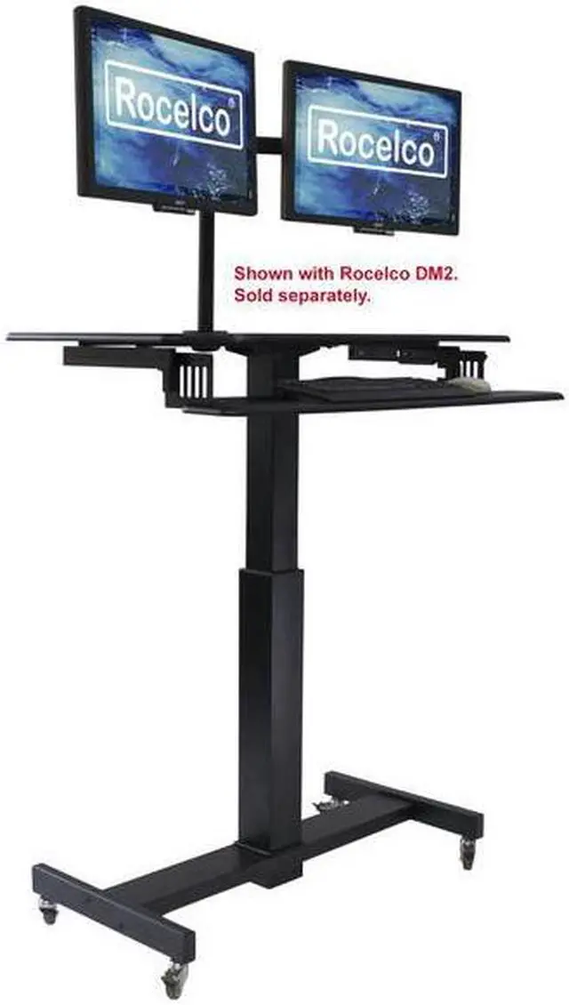 Alt view image 9 of 11 - Rocelco 40" Wide Mobile Sit-to-Stand Desk (Black)