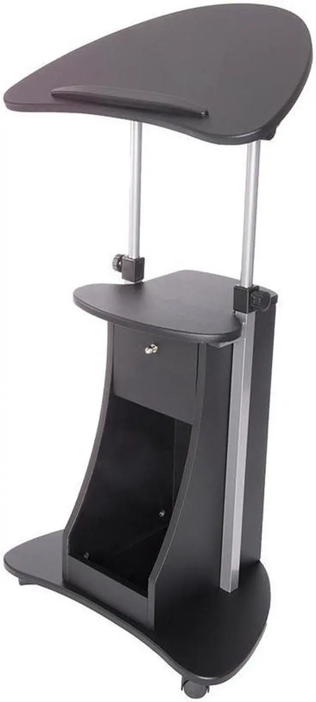 Alt view image 8 of 19 - Techni Mobili Sit-to-Stand Rolling Laptop Holder With Storage, Laptop Stand with Height Adjustable and Non Marking Caster Wheels, Black