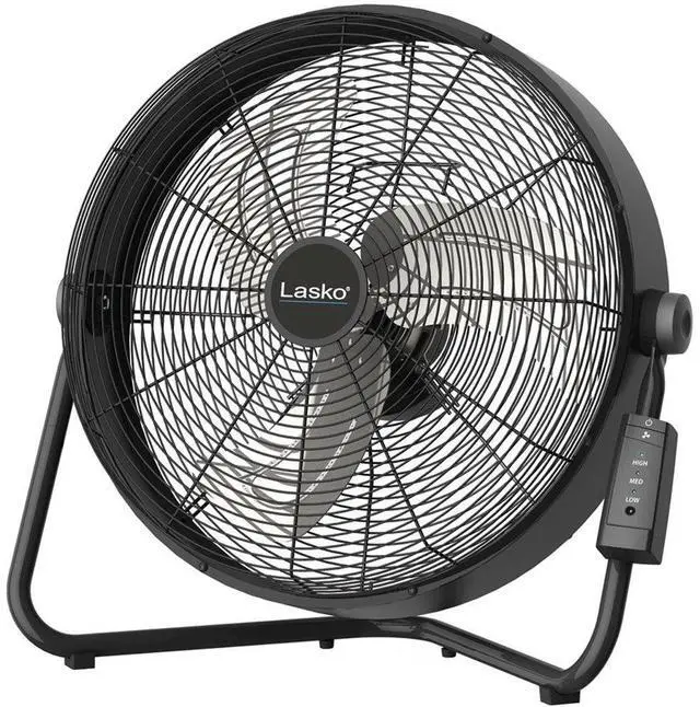 Alt view image 2 of 3 - Lasko 20" 3-Speed Pivoting High Velocity Utility Floor or Wall Mount Fan with Remote, H20685, Black
