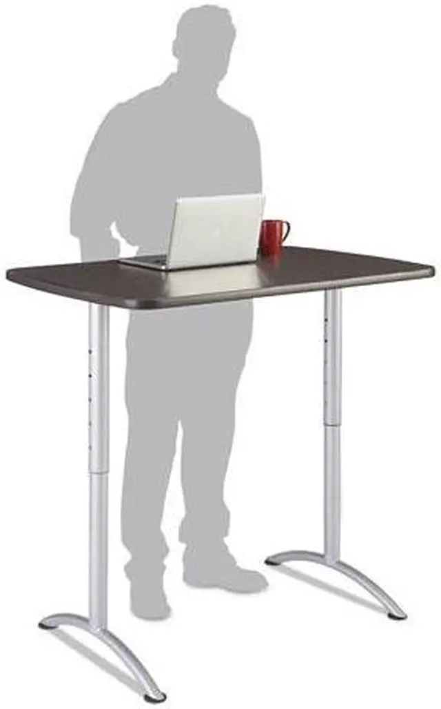 Alt view image 10 of 12 - Iceberg - 69305 - Iceberg Walnut Top Sit-to-Stand Table - Rectangle Top - Arch Base - 2 Legs - 48 Table Top Length x 30