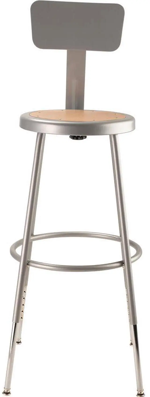 Alt view image 5 of 6 - NPS 6224HB 6200 Series 25" to 33" Height Adjustable Heavy Duty Stool with Backrest - Supports Up to 500 lb - Brown Seat, Gray Base