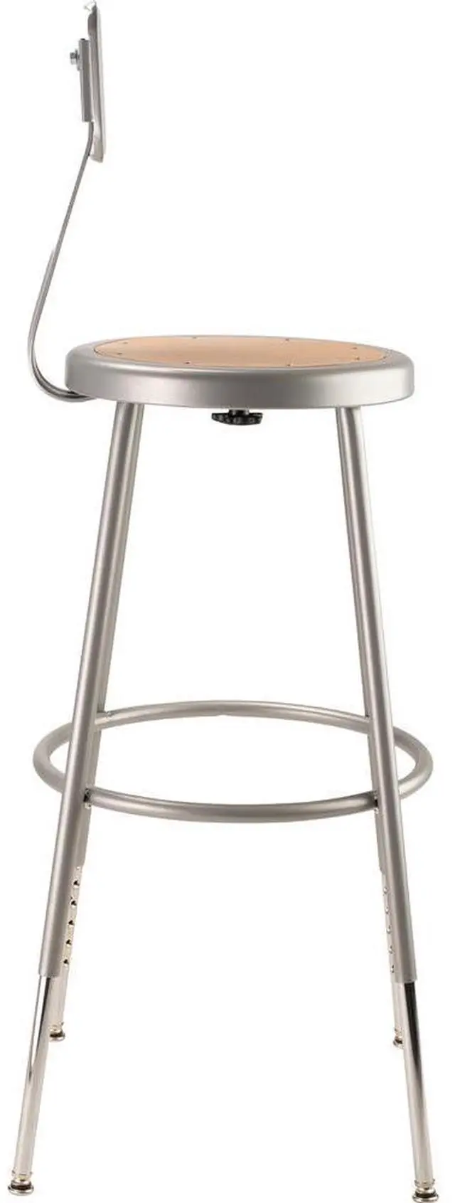 Alt view image 6 of 6 - NPS 6224HB 6200 Series 25" to 33" Height Adjustable Heavy Duty Stool with Backrest - Supports Up to 500 lb - Brown Seat, Gray Base