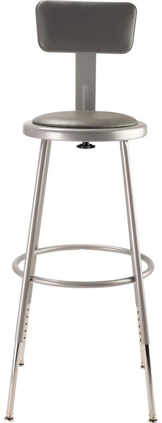 Alt view image 6 of 8 - NPS 6424HB 6400 Series Height Adjustable Heavy Duty Padded Stool with Backrest - Supports Up to 300 lb - 25" to 33" Seat Height - Gray