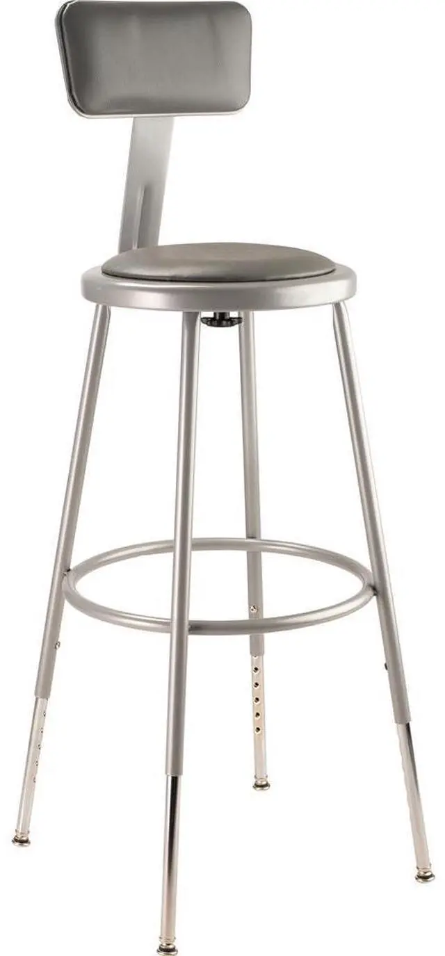 Alt view image 5 of 8 - NPS 6424HB 6400 Series Height Adjustable Heavy Duty Padded Stool with Backrest - Supports Up to 300 lb - 25" to 33" Seat Height - Gray