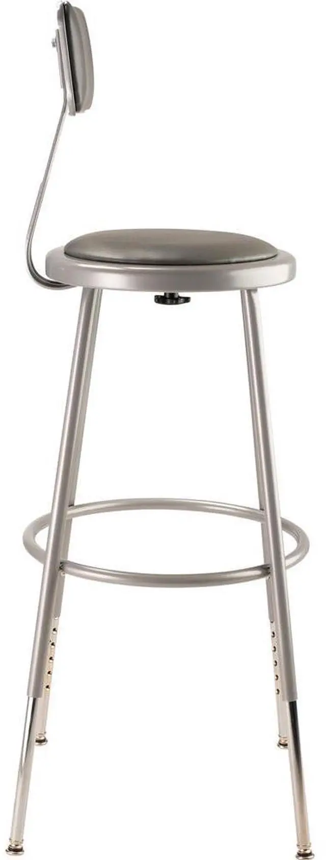 Alt view image 7 of 8 - NPS 6424HB 6400 Series Height Adjustable Heavy Duty Padded Stool with Backrest - Supports Up to 300 lb - 25" to 33" Seat Height - Gray