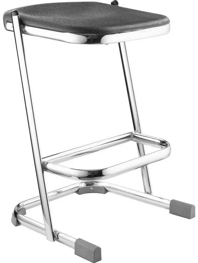 Alt view image 11 of 14 - NPS 6624 Series Elephant Z-Stool - Backless - Supports Up to 500 lb - 24" Seat Height - Black Seat, Chrome Frame