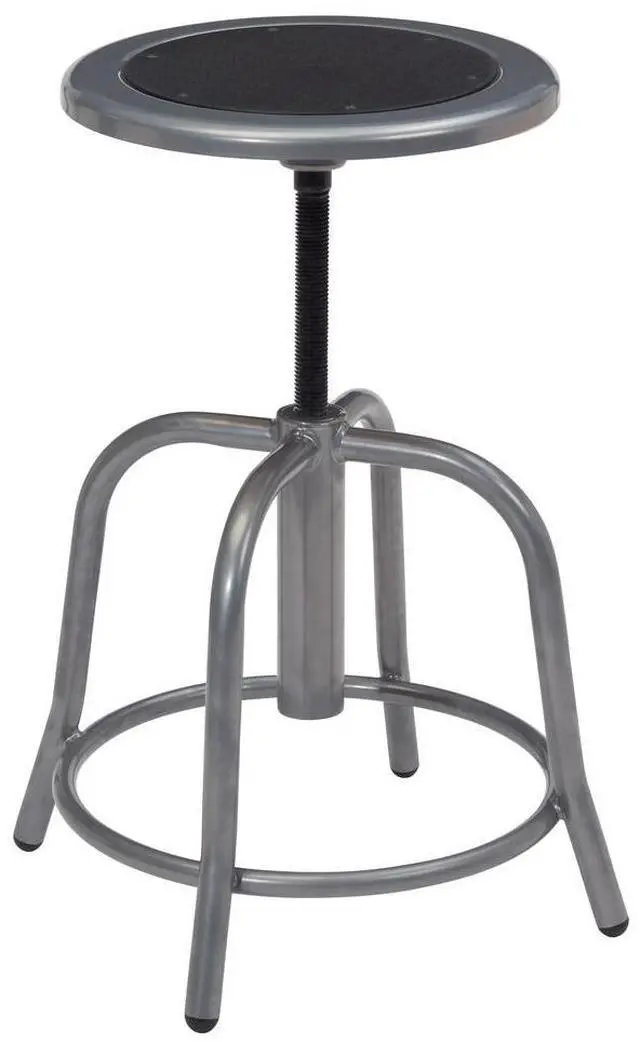 Alt view image 3 of 4 - NPS 681002 Height Adjustable Metal Seat Swivel Stool - Supports Up to 300 lb, 18" to 24" Seat Height - Black Seat, Gray Base