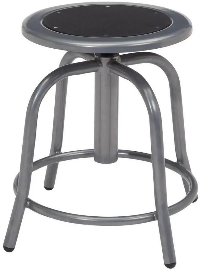 Alt view image 2 of 4 - NPS 681002 Height Adjustable Metal Seat Swivel Stool - Supports Up to 300 lb, 18" to 24" Seat Height - Black Seat, Gray Base