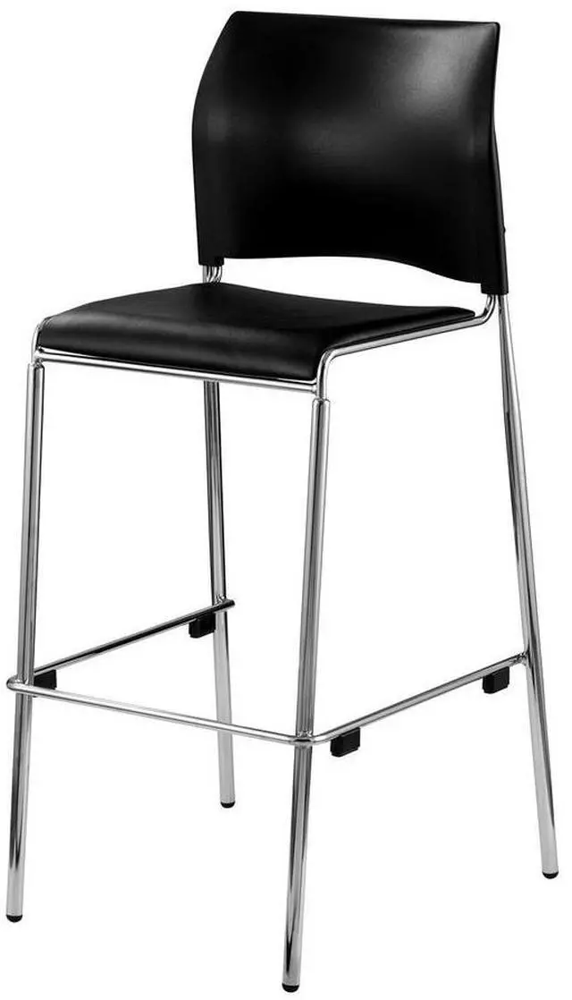 Alt view image 2 of 3 - NPS 8710B1110 Cafetorium Bar Height Stool - Padded Seat/Back - Supports Up to 500 lb - 31" Seat Height - Black Seat, Black Back,Chrome Base