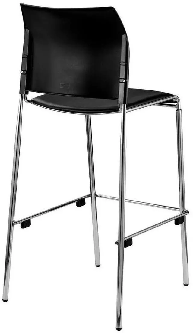 Alt view image 3 of 3 - NPS 8710B1110 Cafetorium Bar Height Stool - Padded Seat/Back - Supports Up to 500 lb - 31" Seat Height - Black Seat, Black Back,Chrome Base