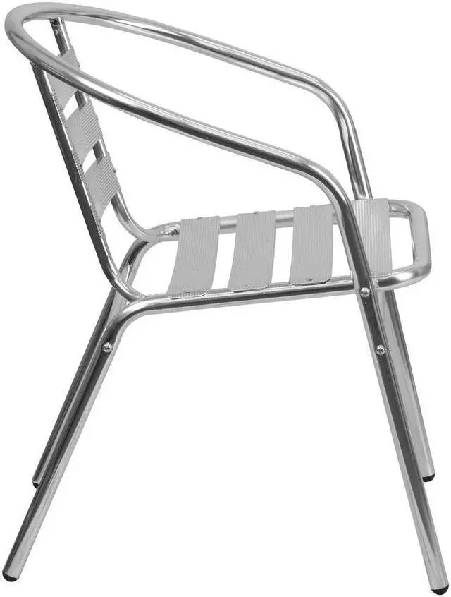 Alt view image 20 of 20 - Commercial Aluminum Indoor-Outdoor Restaurant Stack Chair with Triple Slat Back and Arms