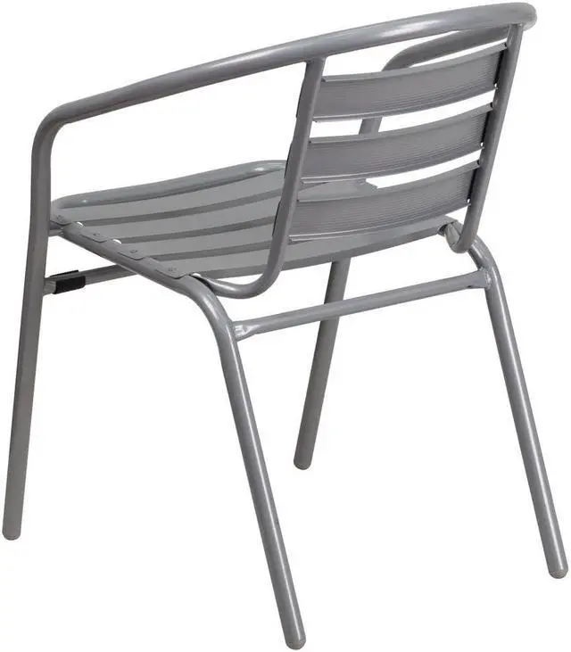 Alt view image 17 of 20 - Flash Furniture Silver Metal Restaurant Stack Chair with Aluminum Slats [TLH-017C-GG] TLH017C