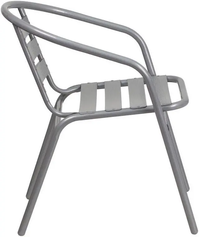 Alt view image 18 of 20 - Flash Furniture Silver Metal Restaurant Stack Chair with Aluminum Slats [TLH-017C-GG] TLH017C