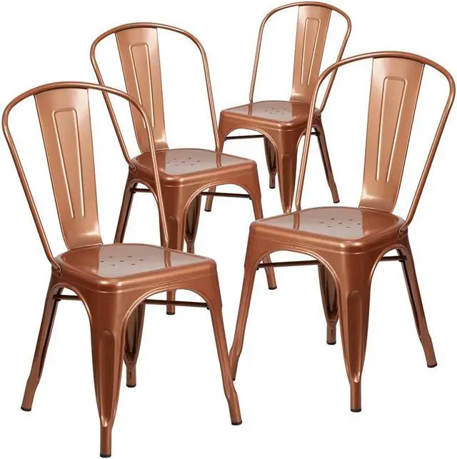 Alt view image 6 of 19 - FLASH FURNITURE 4-ET-3534-POC-GG Copper Metal Indoor-Outdoor Stackable Chair