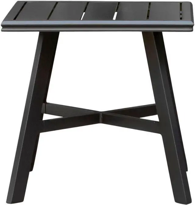 Alt view image 9 of 9 - All-Weather Commercial-Grade Aluminum 22" Square Slat-Top Side Table