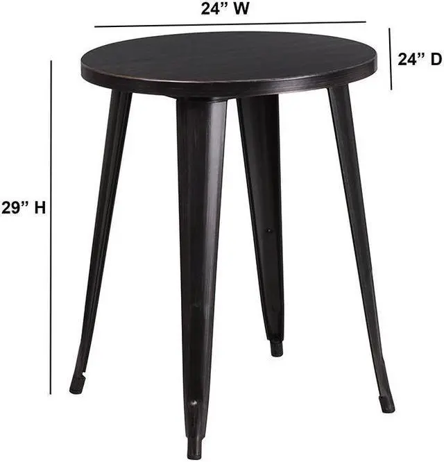 Alt view image 6 of 9 - 24'' Round Black-Antique Gold Metal Indoor-Outdoor Table