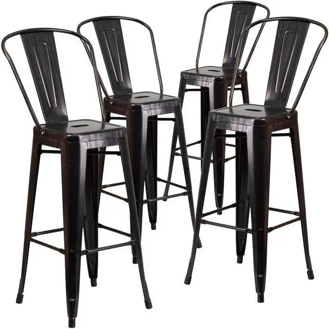 Alt view image 15 of 18 - FLASH FURNITURE 4-CH-31320-30GB-BQ-GG Black Metal Outdoor Stool,30"