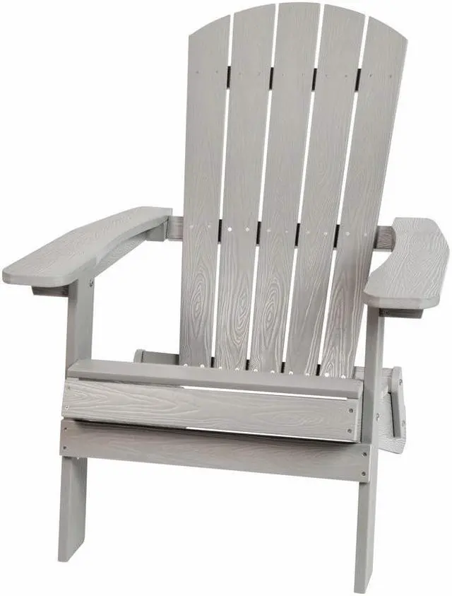 Alt view image 12 of 20 - Charlestown All-Weather Poly Resin Indoor/Outdoor Folding Adirondack Chair in Gray