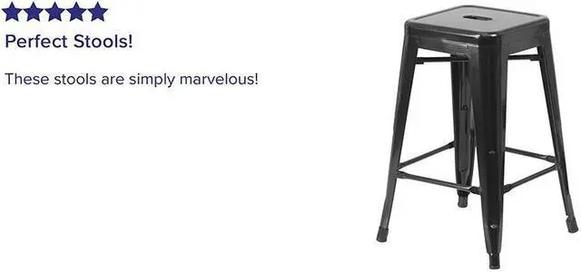 Alt view image 18 of 20 - 24'' High Backless Black Metal Indoor-Outdoor Counter Height Stool with Square Seat