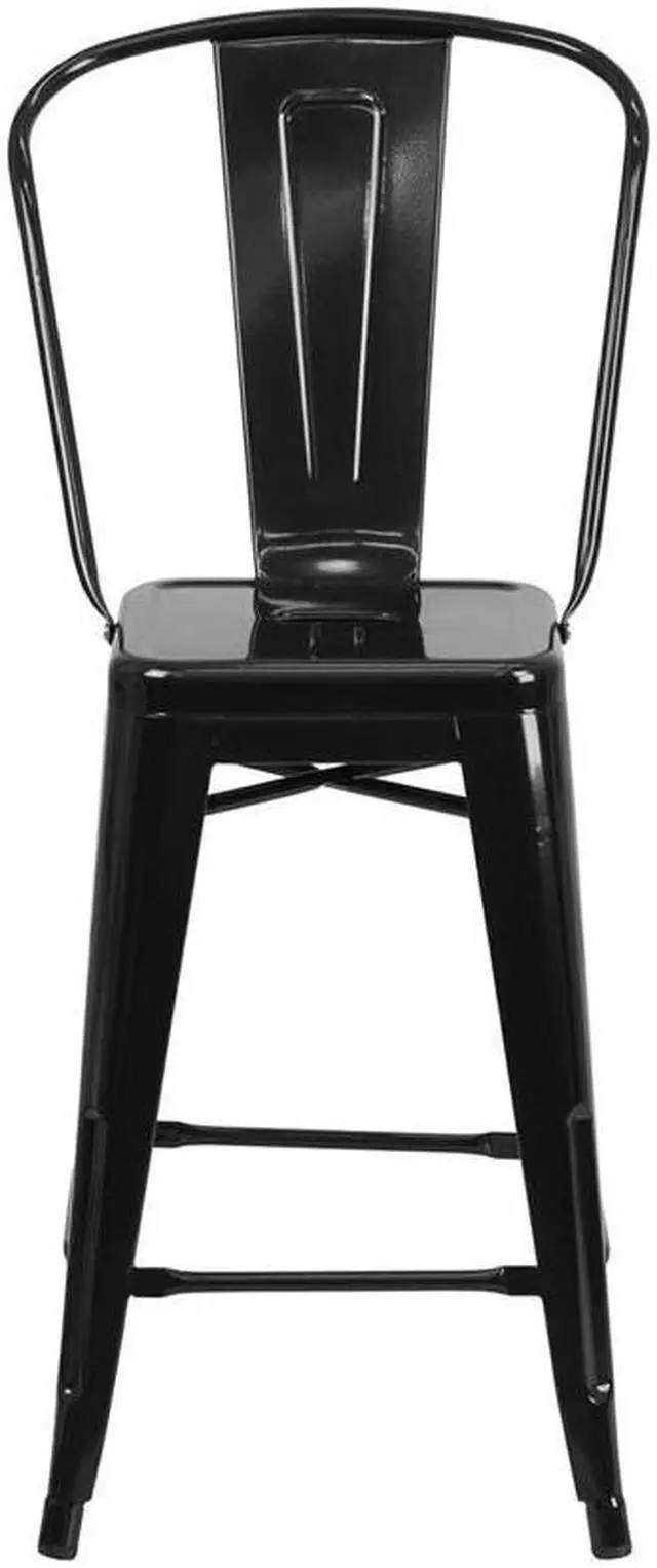 Alt view image 15 of 20 - Flash Furniture Metal Indoor/Outdoor Stool, 24", Black