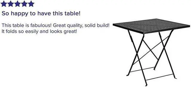 Alt view image 11 of 20 - 28'' Square Black Indoor-Outdoor Steel Folding Patio Table